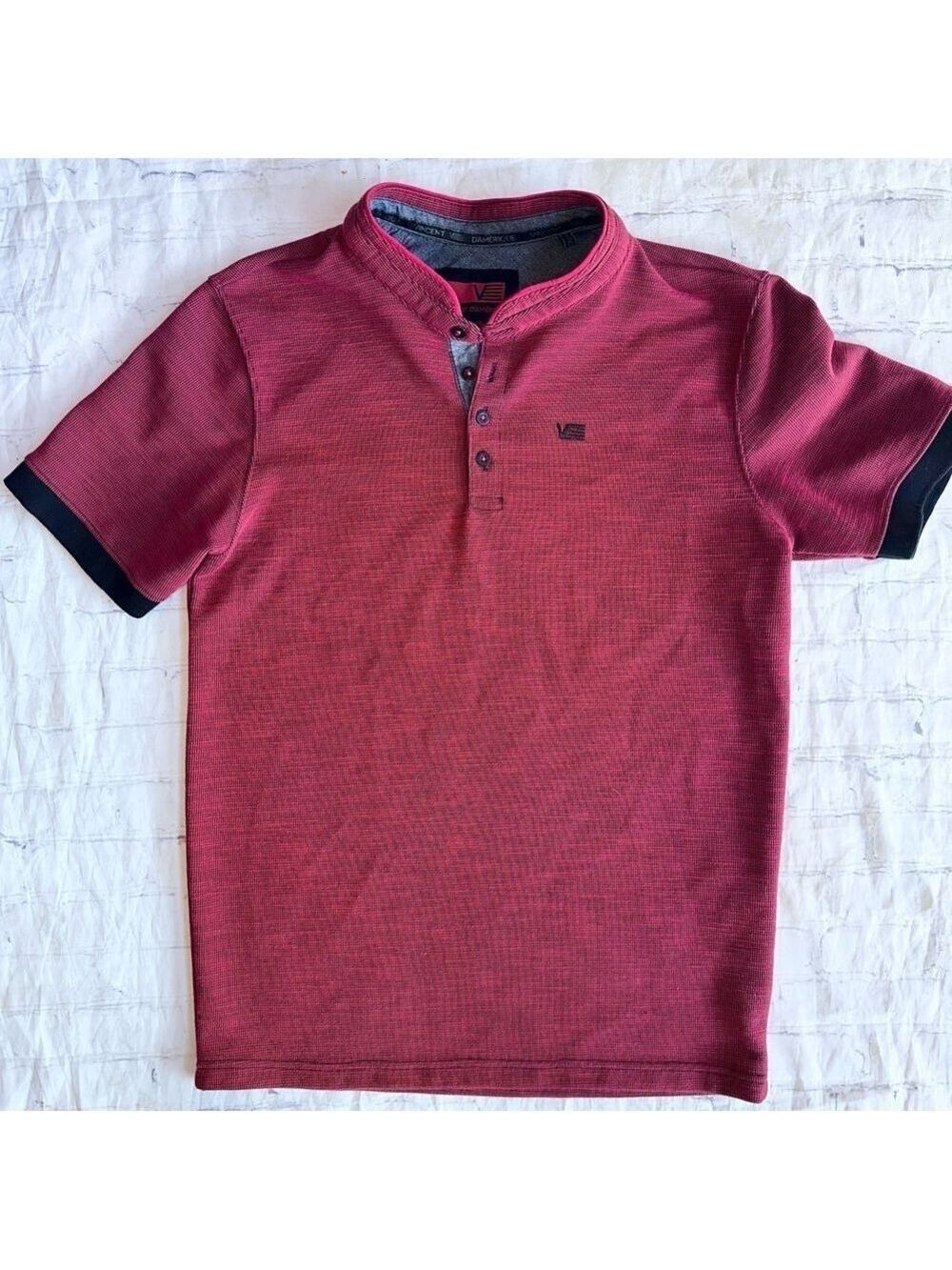 NWOT Men’s Large Vincent D’Amerique SS Checkered 1/4 Button Casual Shirt